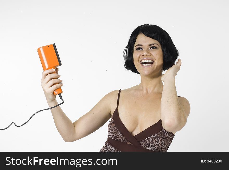 Woman With Orange Hair-dryer