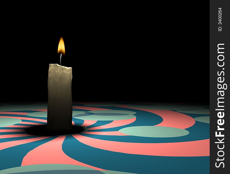 Soft-glowing candle light on retro ground - 3d render