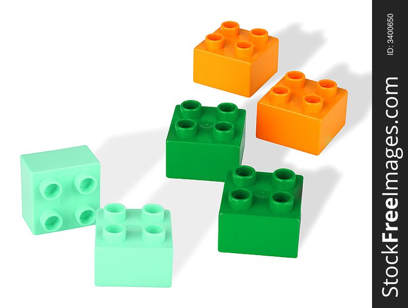 Colorful building blocks on white