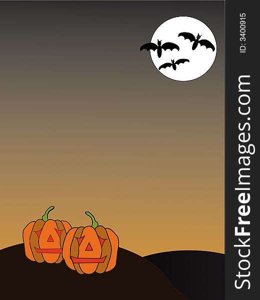 Computer generated Halloween background with pumpkins