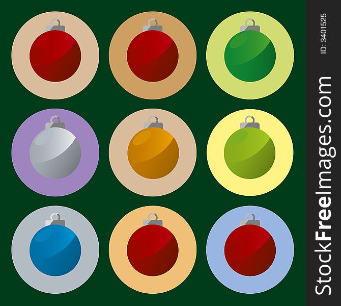 Set of nine christmas balls in different colors (vector). Set of nine christmas balls in different colors (vector)