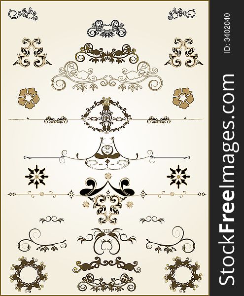 Lots of design floral frame elements