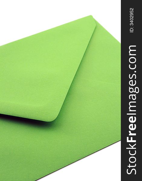 Close-up green envelope - isolated on white