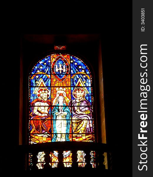 A beautiful window inside a catholic curch. A beautiful window inside a catholic curch