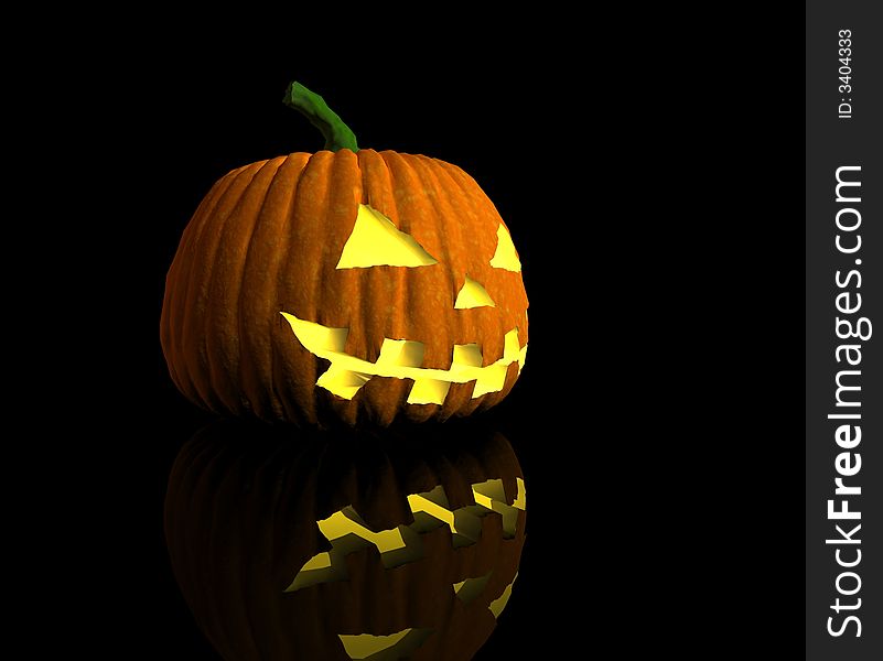 Old halloween pumpkin on black background - illustration