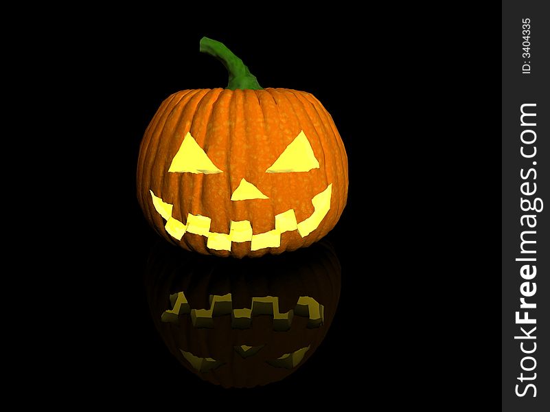 Old halloween pumpkin on black background - illustration