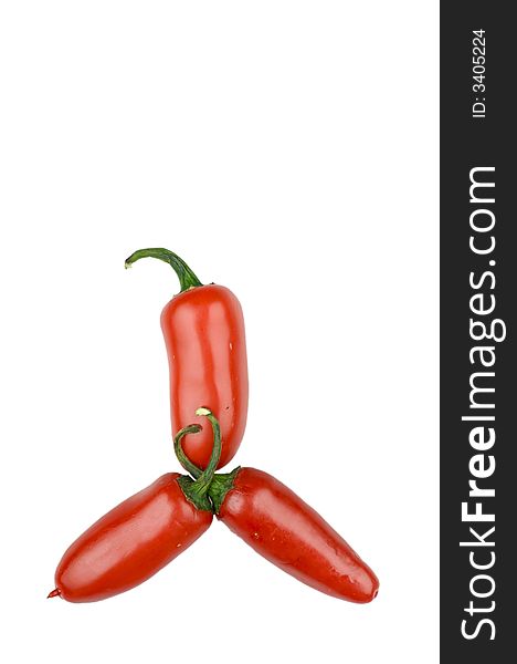 Hot chili peppers on white back ground