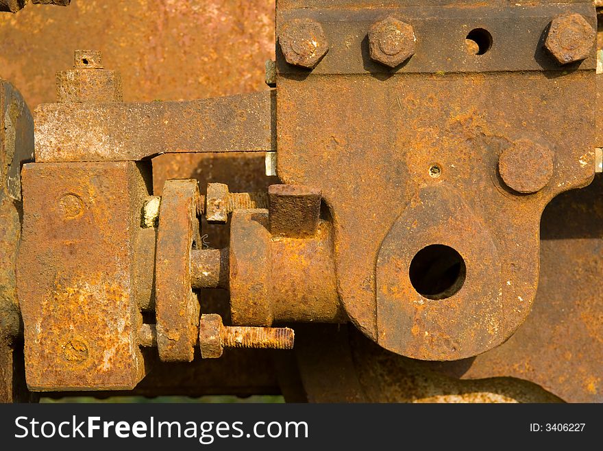 Old rusty steam train wheels