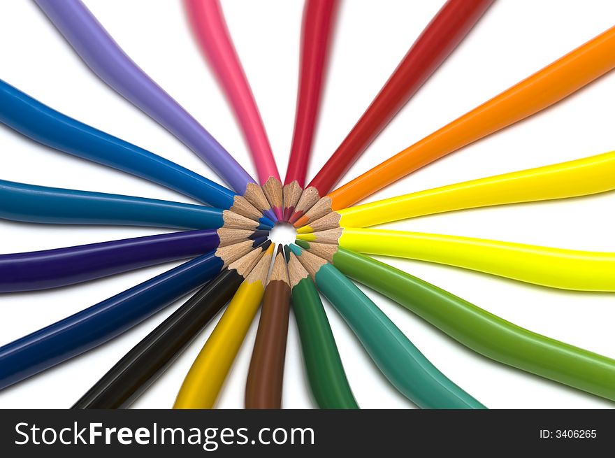 Abstract color pencils on white background. Abstract color pencils on white background