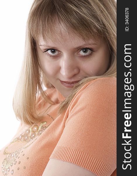 Portrait of a young woman isolated on white