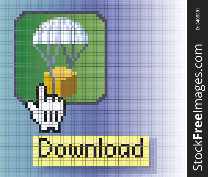 The cursor pointing at the download icon. The cursor pointing at the download icon.