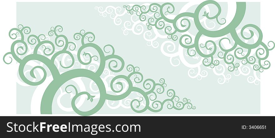 A corner vignette - swirl shape floral ornament. A corner vignette - swirl shape floral ornament.