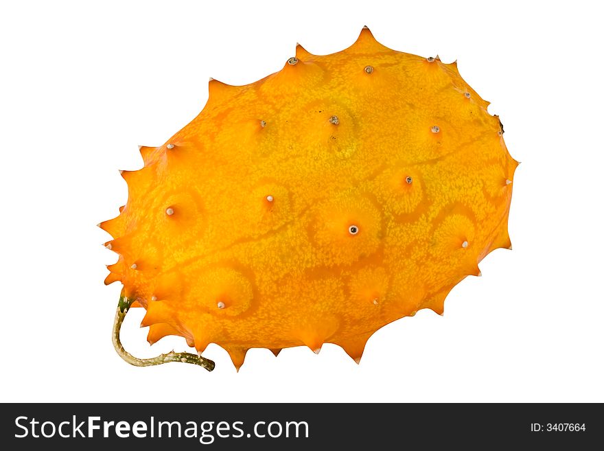 Kiwano (Cucumis metuliferus) isolated with clipping path. Kiwano (Cucumis metuliferus) isolated with clipping path