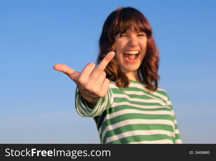 Young Girl Show Gesture