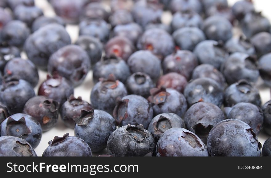 Natural fresh blueberries on the white background