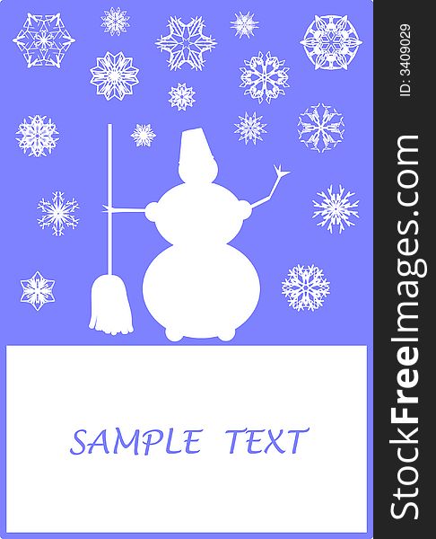 Surreal winter snowflakes design with snowman. Surreal winter snowflakes design with snowman