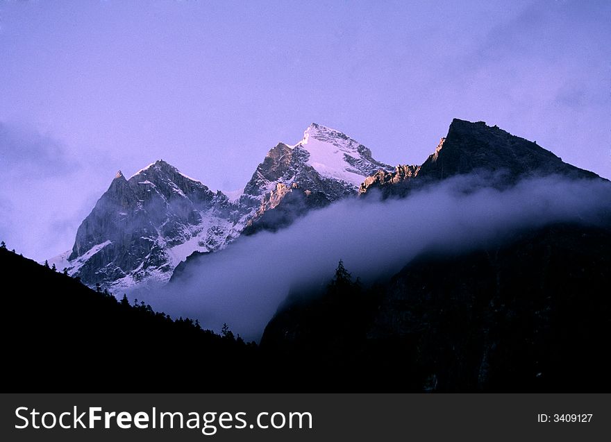 A jokul on the morning.Sichuan province,China. A jokul on the morning.Sichuan province,China.