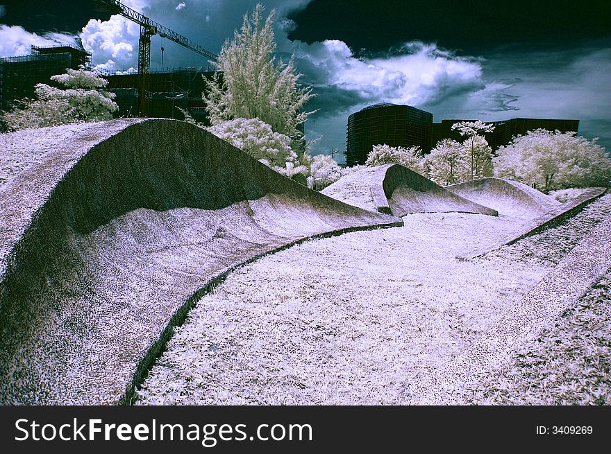 Curvy Slopes with construction background taken in IR