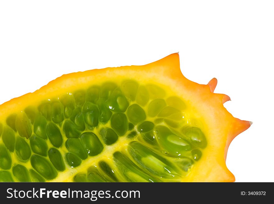 Kiwano (Cucumis metuliferus) isolated with clipping path. Kiwano (Cucumis metuliferus) isolated with clipping path