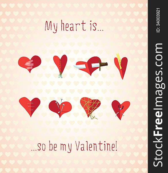 Valentine's Day card with humorous concept. Valentine's Day card with humorous concept.