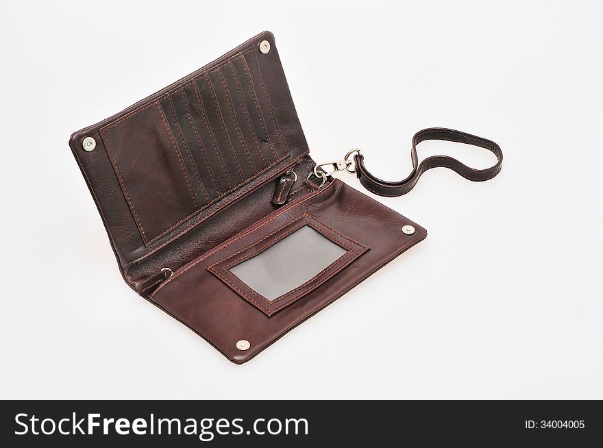 Open empty wallet. It is isolated on a white background