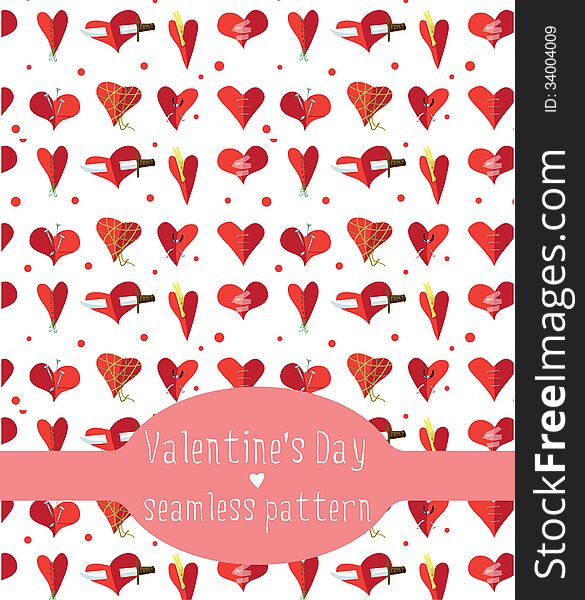 Valentine's Day seamless pattern with humorous concept. Valentine's Day seamless pattern with humorous concept.