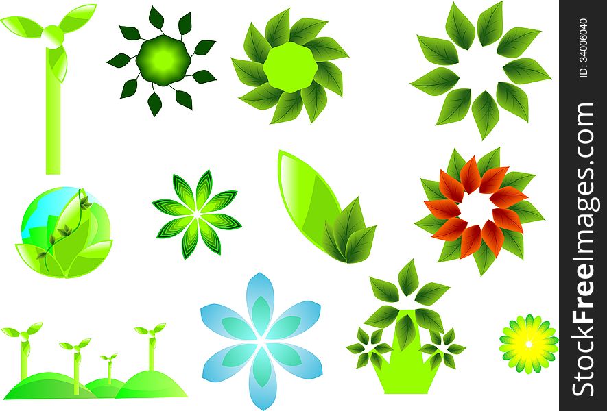 Vector illustrations set of ecological symbols. Vector illustrations set of ecological symbols