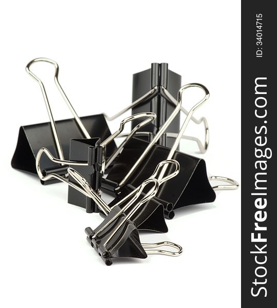 Heap of Black Metal Paper Clip isolated on white background. Heap of Black Metal Paper Clip isolated on white background