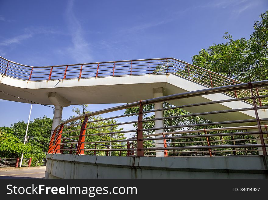 Road overpass with a ramp way