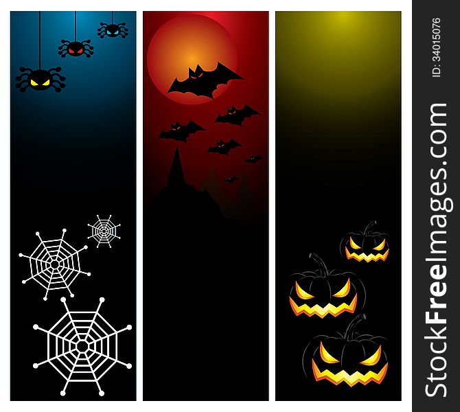 Happy Halloween day banner set design