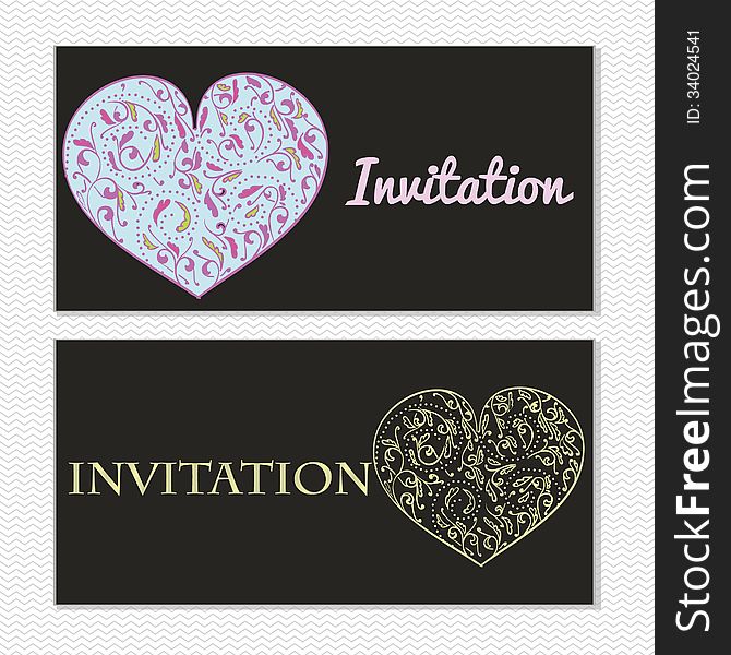 Wedding card or invitation with abstract floral background