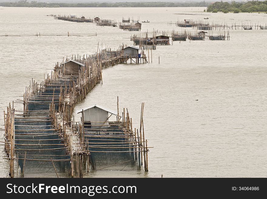 BANGKOK THAILAND - SEPTEMBER 2013: Fish farming in Chantaburi province, Thailand on September 22, 2013