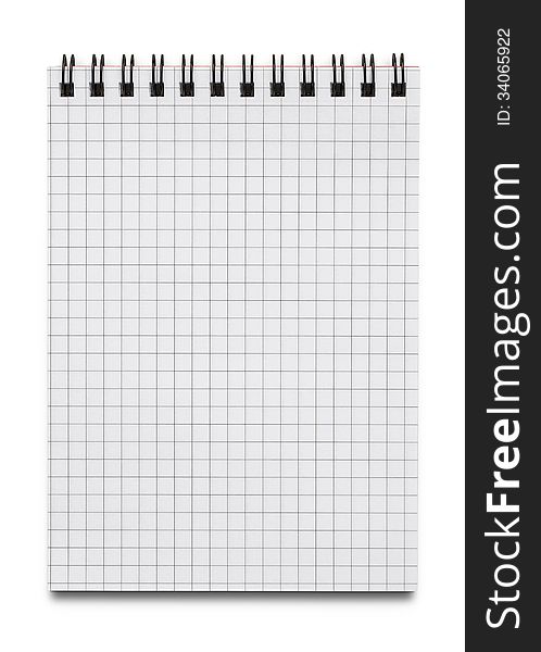 Blank notebook isolated on white background with copy space