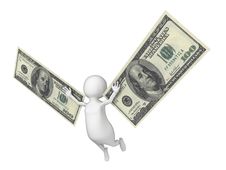 Flying 3D Man With A Wings Made Of Dollar Cash Royalty Free Stock Photo Flying 3D Man With A Wings Made Of Dollar Cash Royalty Free Stock Photo