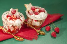 Christmas Dessert In A Glass With Decoration Stock Photo