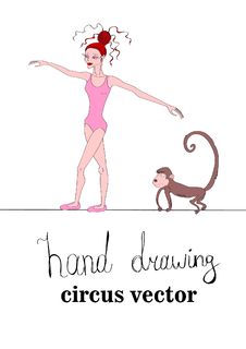 Circus Rope-walker And Monkey Stock Photography