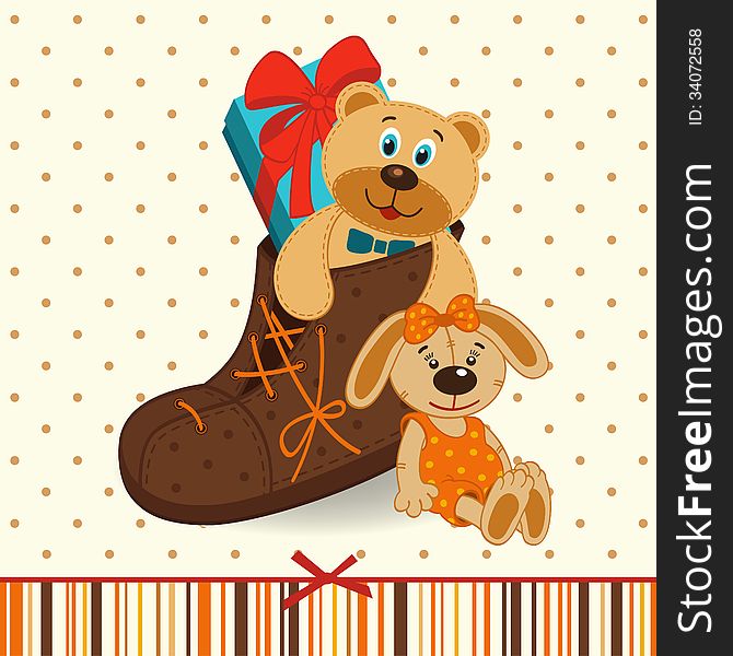 Shoes with gifts - vector illustration