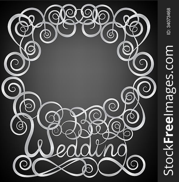 Wedding card with silver swirl pattern frame