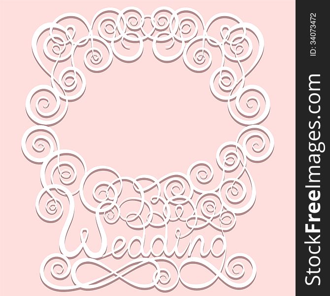Wedding card with paper swirl frame