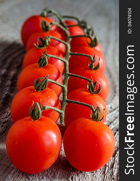 Close up of cluster of cherry tomatoes