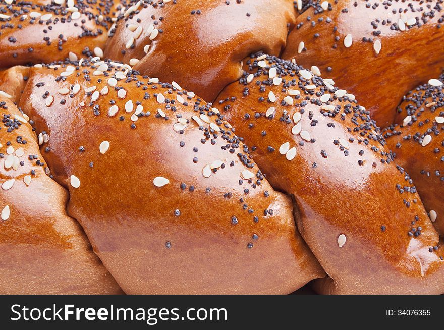 Loaf of bread with seeds background