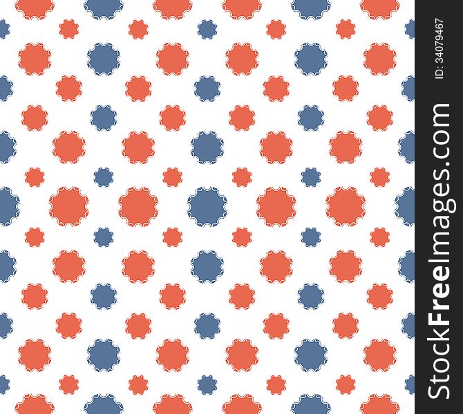New seamless pattern with blue snowflakes and red flowers. New seamless pattern with blue snowflakes and red flowers