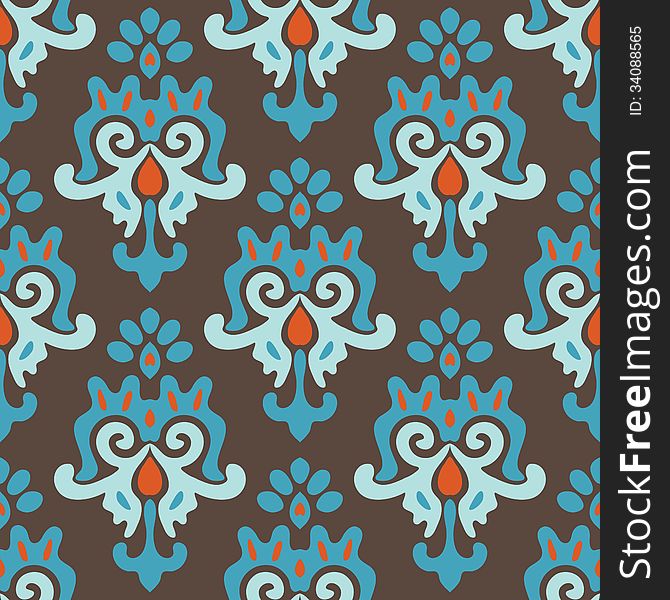 Seamless Damask Pattern Vector Tiles