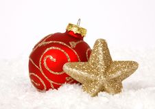 Red-golden Baubles And Star Royalty Free Stock Image Red-golden Baubles And Star Royalty Free Stock Image