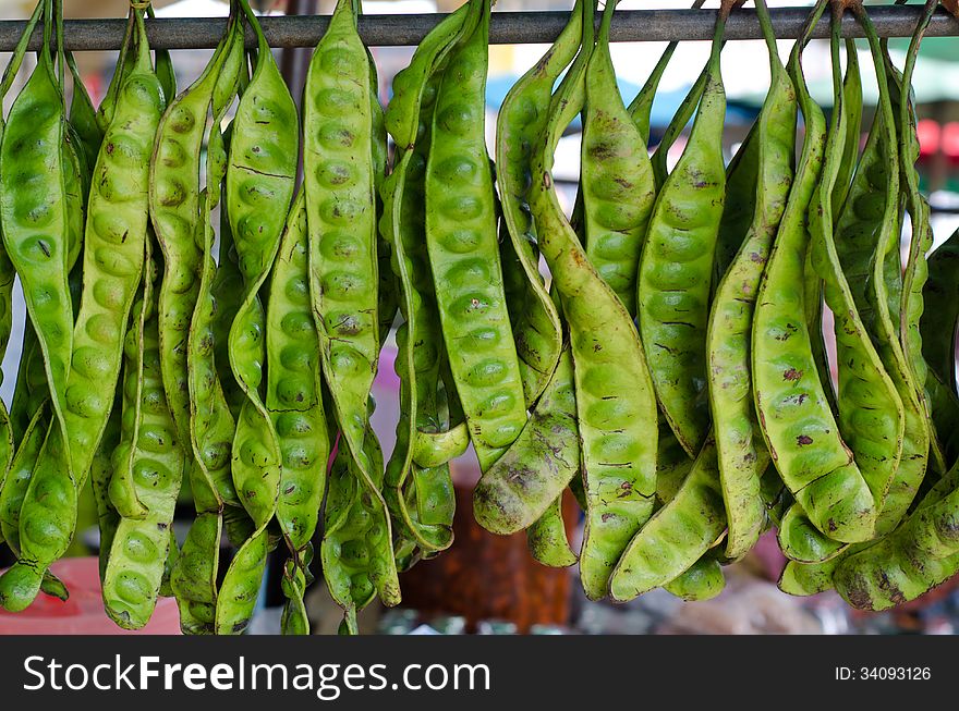Parkia speciosa in market, Thailand