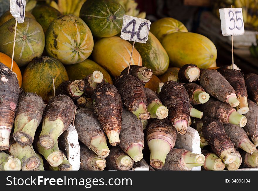 Taro in local market, Thailand