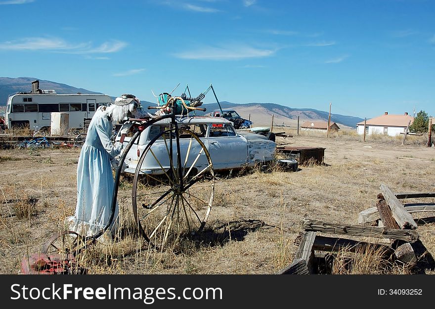 Unrealistic monstrs in the very rural region of Montana ,placed in front of home nerby road. Unrealistic monstrs in the very rural region of Montana ,placed in front of home nerby road