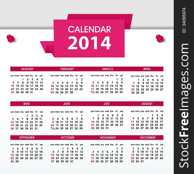 Calendar For 2014