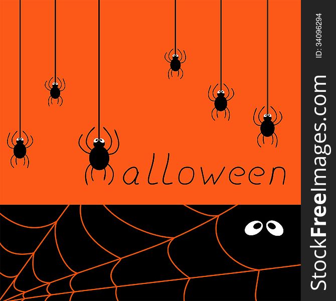 Halloween spider card, vector illustration