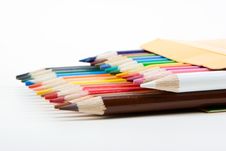 Colored Pencils In The Box Royalty Free Stock Photos